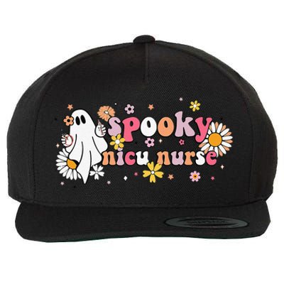 Groovy Ghost Halloween Floral Spooky Nicu Nurse Wool Snapback Cap