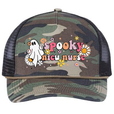 Groovy Ghost Halloween Floral Spooky Nicu Nurse Retro Rope Trucker Hat Cap