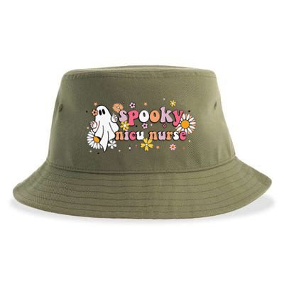 Groovy Ghost Halloween Floral Spooky Nicu Nurse Sustainable Bucket Hat