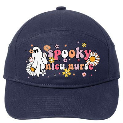 Groovy Ghost Halloween Floral Spooky Nicu Nurse 7-Panel Snapback Hat