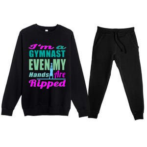 Gymnastics Gift Hands Ripped From A Bars Gift Premium Crewneck Sweatsuit Set