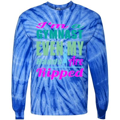 Gymnastics Gift Hands Ripped From A Bars Gift Tie-Dye Long Sleeve Shirt