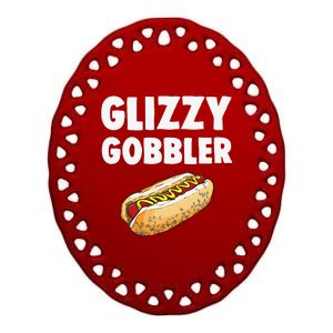 Glizzy Gobbler Hot Dog Eating Champion Funny Meme Ceramic Oval Ornament