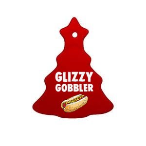 Glizzy Gobbler Hot Dog Eating Champion Funny Meme Ceramic Tree Ornament