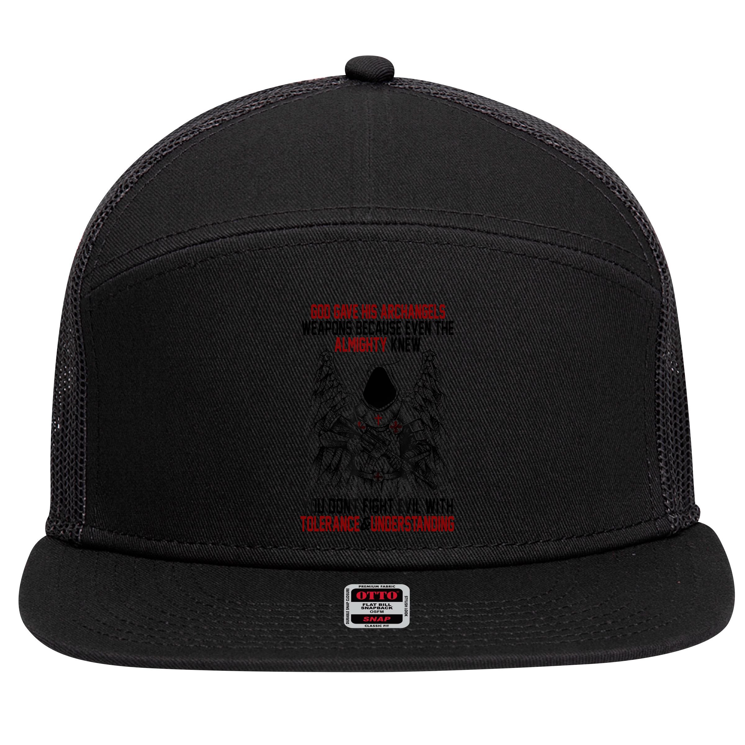 God Gave His Archangels Weapons Because Even The Almighty 7 Panel Mesh Trucker Snapback Hat