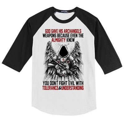 God Gave His Archangels Weapons Because Even The Almighty Kids Colorblock Raglan Jersey