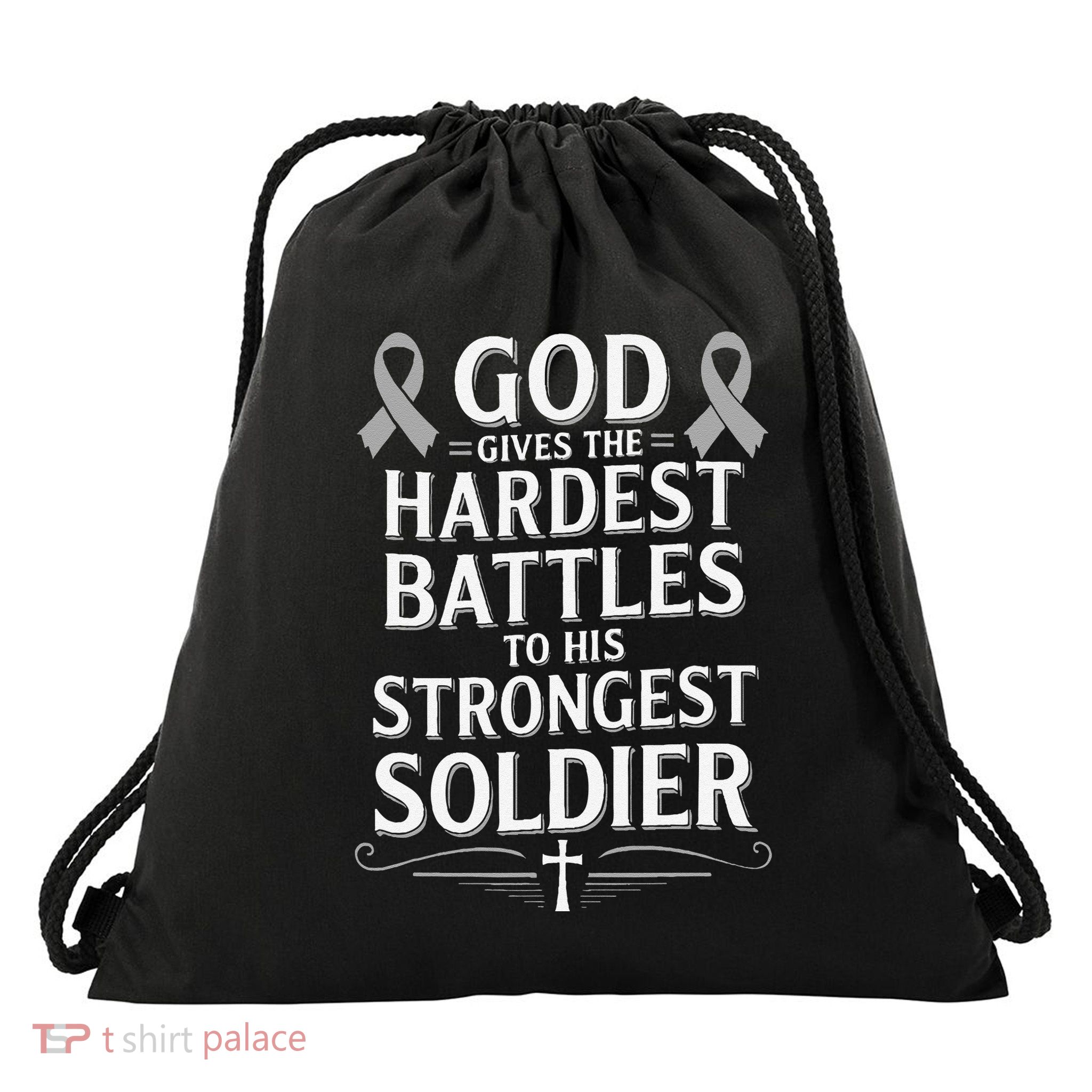 God Gives Hardest Battle Asthma Awareness Drawstring Bag