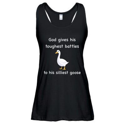God Gives His Toughest Battles to His Silliest Goose Ladies Essential Flowy Tank