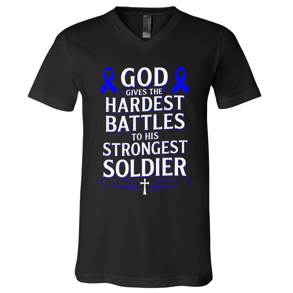 God Gives Hardest Battle Juvenile Arthritis Awareness V-Neck T-Shirt