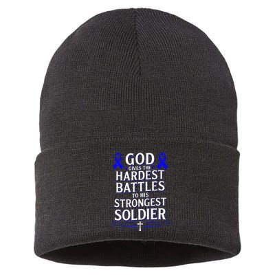 God Gives Hardest Battle Juvenile Arthritis Awareness Sustainable Knit Beanie