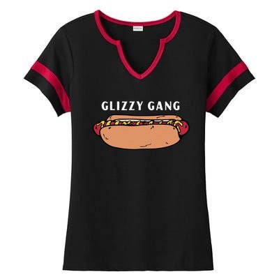 Glizzy Gang Hotdog Funny Ladies Halftime Notch Neck Tee