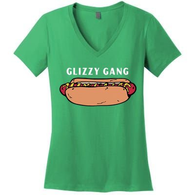 Glizzy Gang Hotdog Funny Women's V-Neck T-Shirt