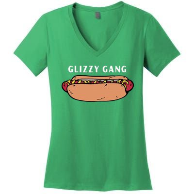 Glizzy Gang Hotdog Funny Women's V-Neck T-Shirt