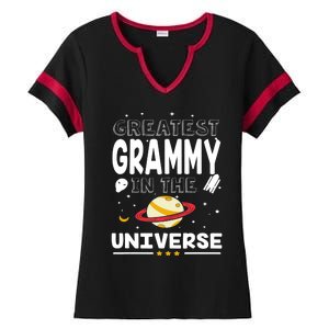 Greatest Grammy In The Universe Science Spaceship Family Ladies Halftime Notch Neck Tee