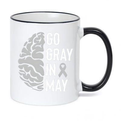 Go Gray In May Brain Tumor Awareness 11oz Black Color Changing Mug