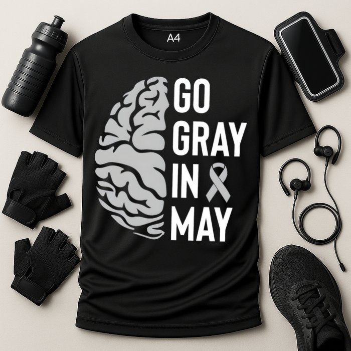 Go Gray In May Brain Tumor Awareness Cooling Performance Crew T-Shirt