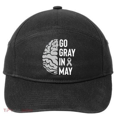 Go Gray In May Brain Tumor Awareness 7-Panel Snapback Hat