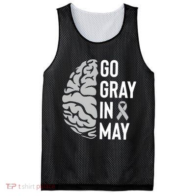Go Gray In May Brain Tumor Awareness Mesh Reversible Basketball Jersey Tank