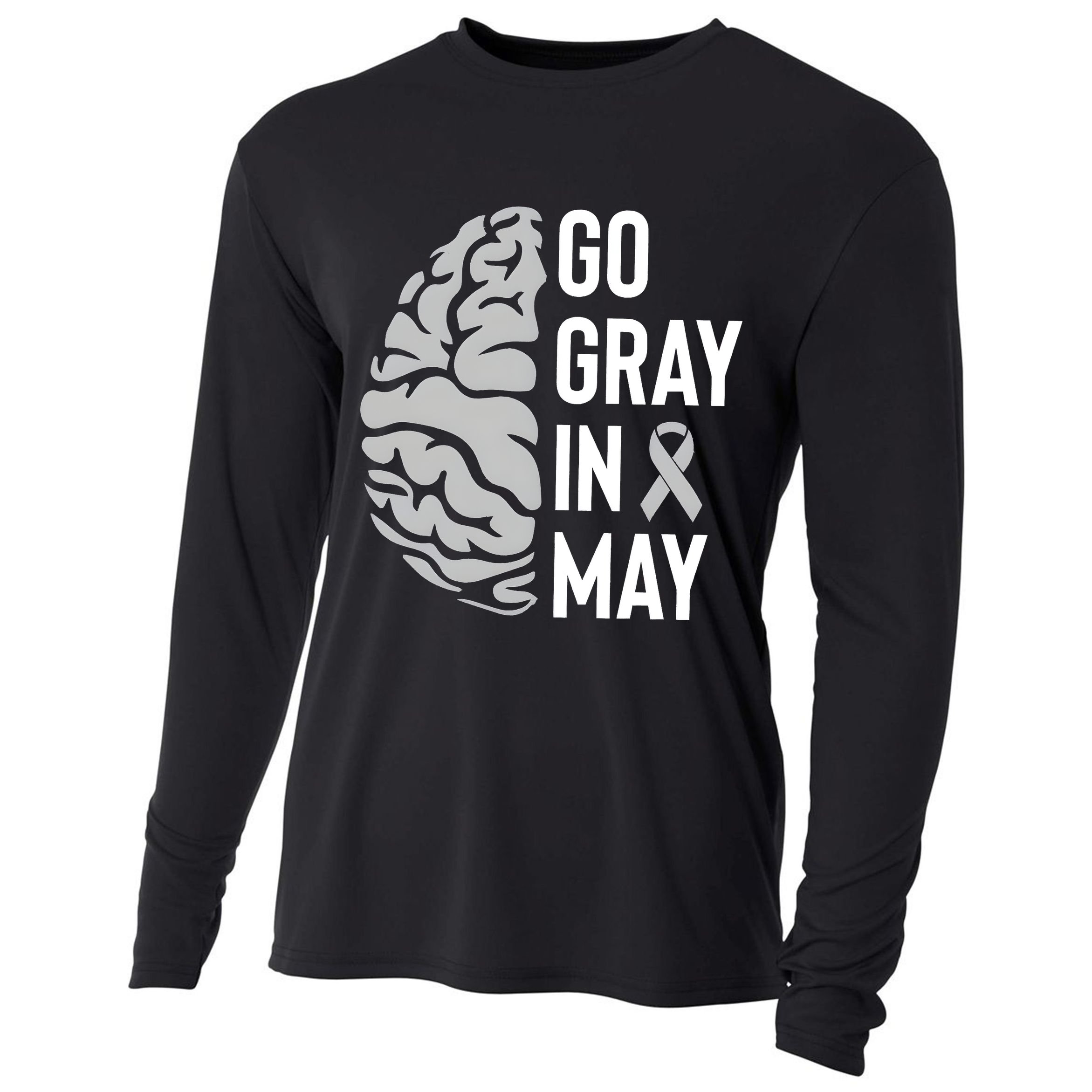 Go Gray In May Brain Tumor Awareness Cooling Performance Long Sleeve Crew