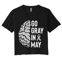Go Gray In May Brain Tumor Awareness Women's Crop Top Tee