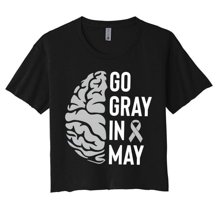 Go Gray In May Brain Tumor Awareness Women's Crop Top Tee