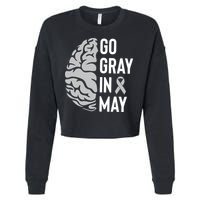 Go Gray In May Brain Tumor Awareness Cropped Pullover Crew