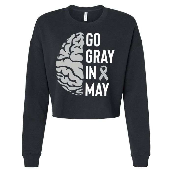 Go Gray In May Brain Tumor Awareness Cropped Pullover Crew