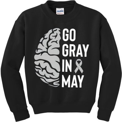 Go Gray In May Brain Tumor Awareness Kids Sweatshirt