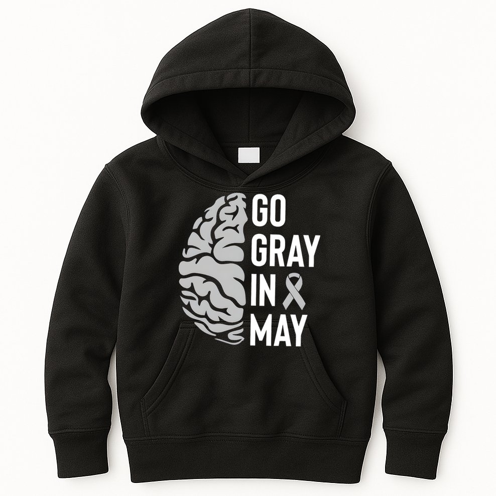 Go Gray In May Brain Tumor Awareness Kids Hoodie