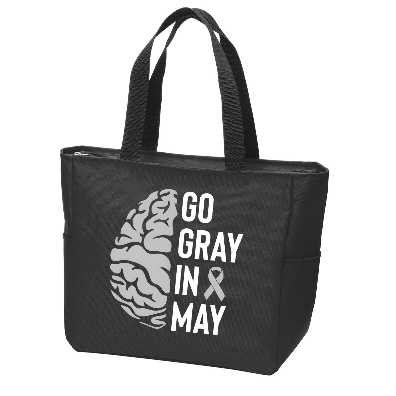 Go Gray In May Brain Tumor Awareness Zip Tote Bag