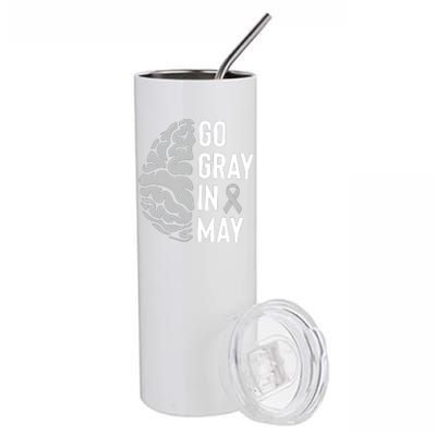 Go Gray In May Brain Tumor Awareness Stainless Steel Tumbler