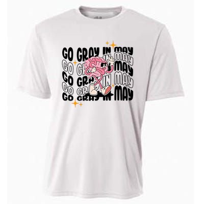 Go Gray In May Brain Tumor Awareness Nurse Brain Mental Brain Cancer Patients Cooling Performance Crew T-Shirt