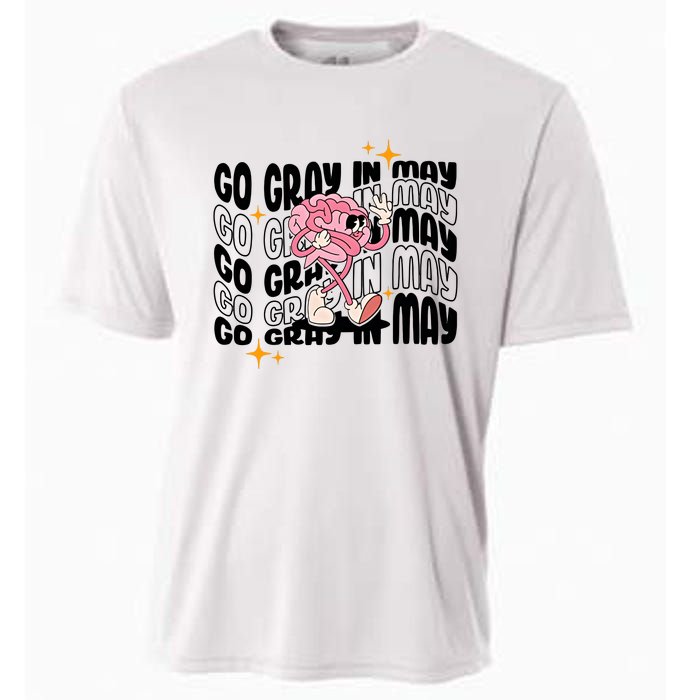 Go Gray In May Brain Tumor Awareness Nurse Brain Mental Brain Cancer Patients Cooling Performance Crew T-Shirt