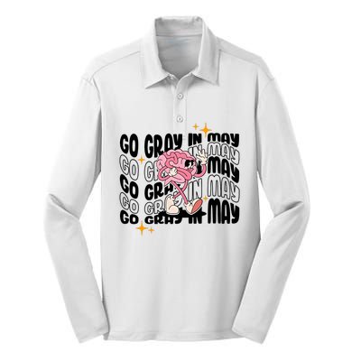 Go Gray In May Brain Tumor Awareness Nurse Brain Mental Brain Cancer Patients Silk Touch Performance Long Sleeve Polo