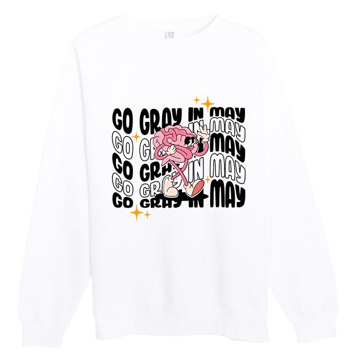 Go Gray In May Brain Tumor Awareness Nurse Brain Mental Brain Cancer Patients Premium Crewneck Sweatshirt