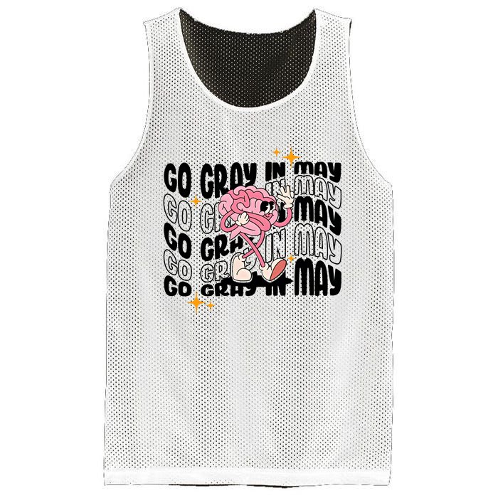 Go Gray In May Brain Tumor Awareness Nurse Brain Mental Brain Cancer Patients Mesh Reversible Basketball Jersey Tank