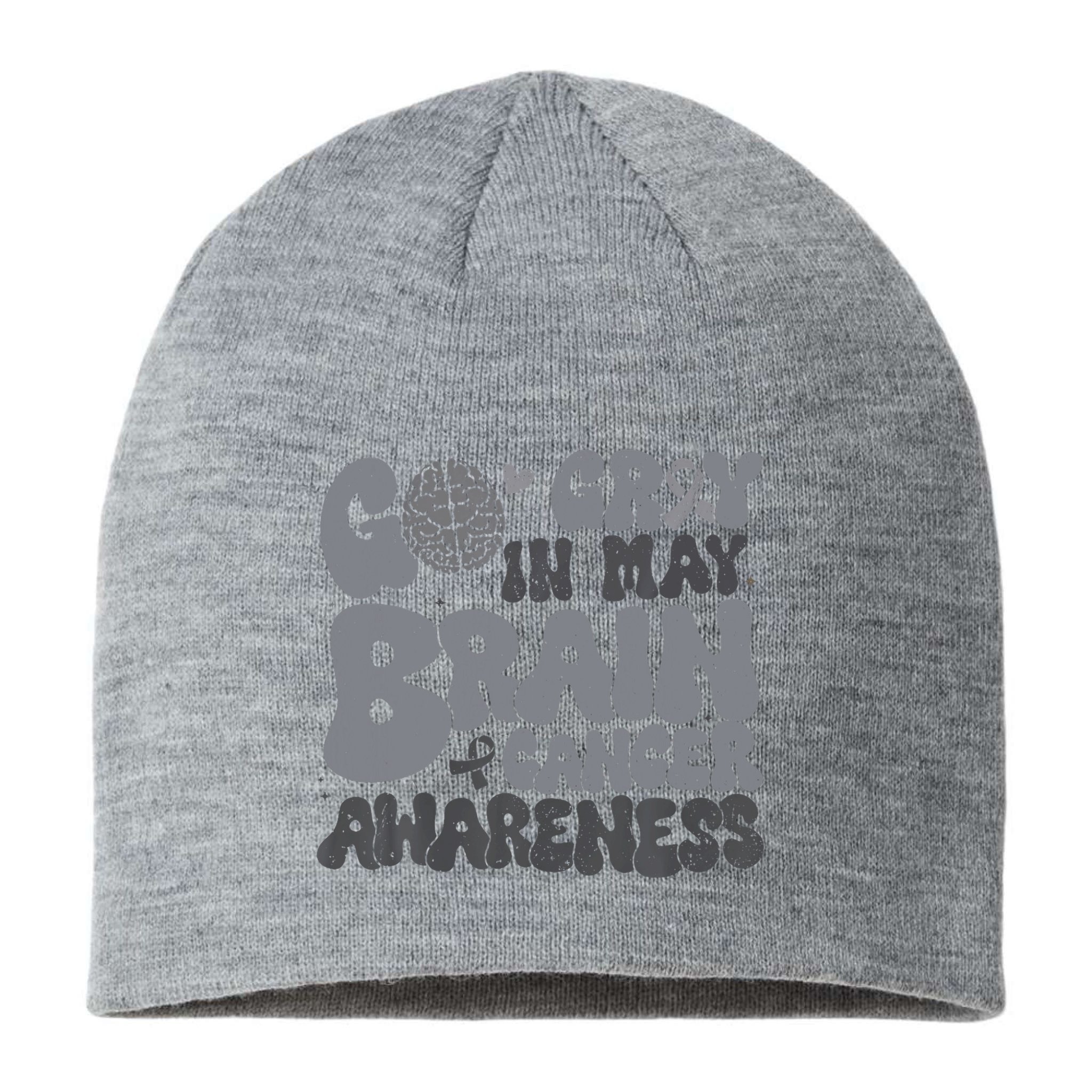 Go Gray In May For Brain Tumor Cancer Awareness Gray Ribbon Sustainable Beanie
