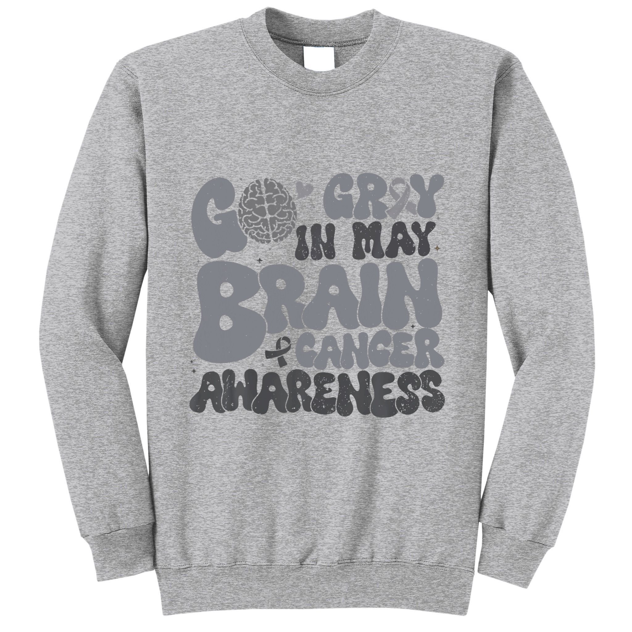 Go Gray In May For Brain Tumor Cancer Awareness Gray Ribbon Tall Sweatshirt