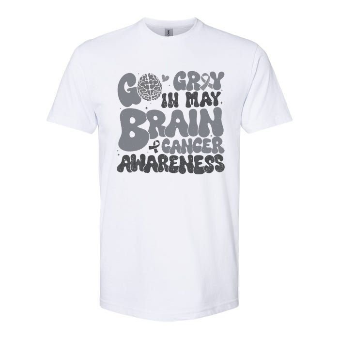 Go Gray In May For Brain Tumor Cancer Awareness Gray Ribbon Softstyle® CVC T-Shirt