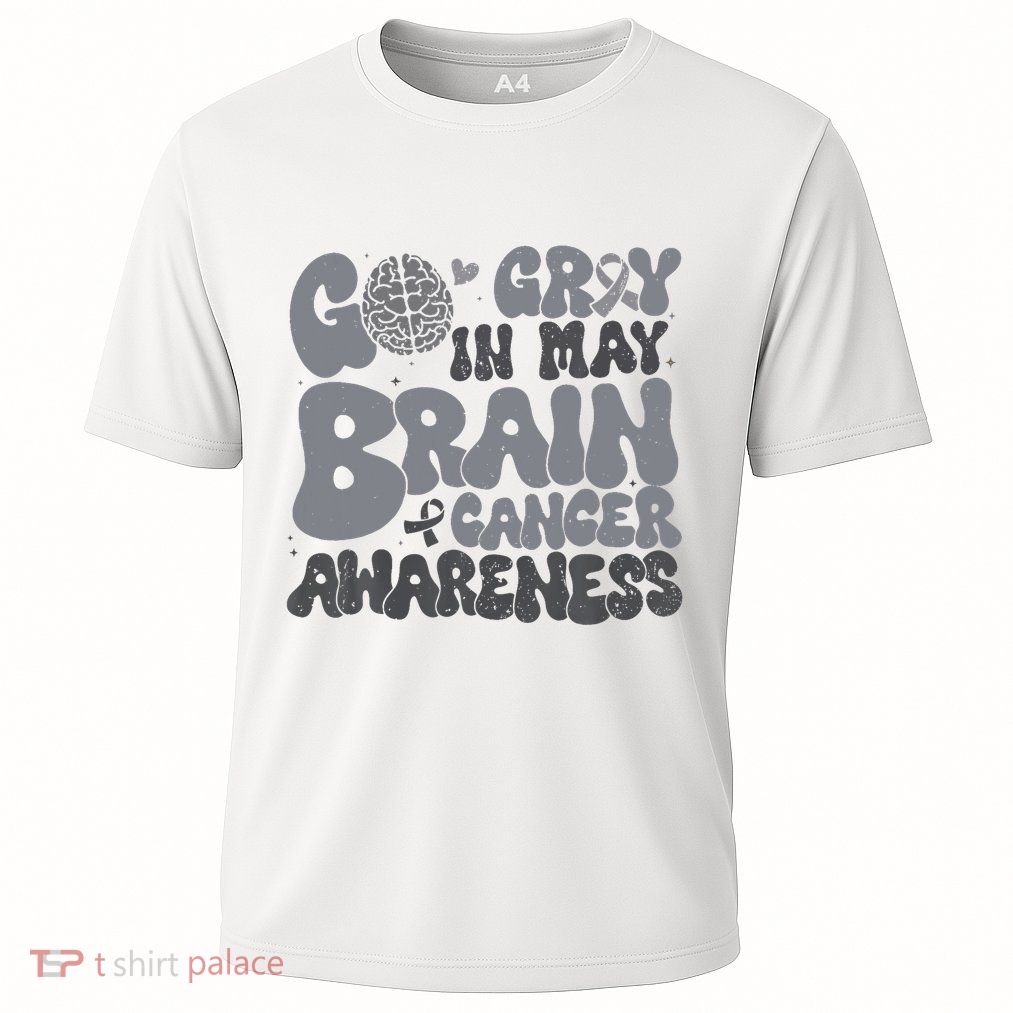 Go Gray In May For Brain Tumor Cancer Awareness Gray Ribbon Performance Shirt