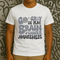 Go Gray In May For Brain Tumor Cancer Awareness Gray Ribbon T-Shirt