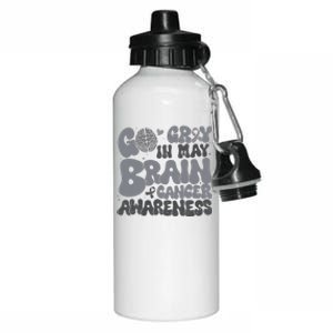 Go Gray In May For Brain Tumor Cancer Awareness Gray Ribbon Aluminum Water Bottle