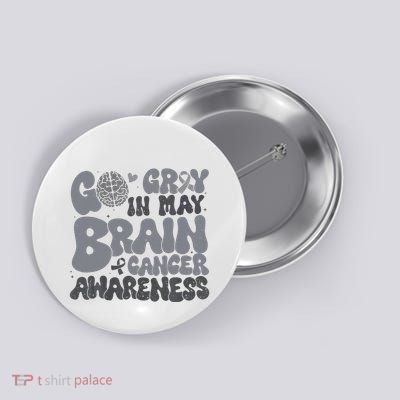 Go Gray In May For Brain Tumor Cancer Awareness Gray Ribbon Button