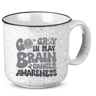 Go Gray In May For Brain Tumor Cancer Awareness Gray Ribbon 15oz Campfire Ceramic Mug