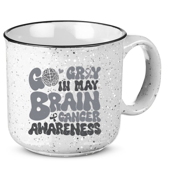Go Gray In May For Brain Tumor Cancer Awareness Gray Ribbon 15oz Campfire Ceramic Mug