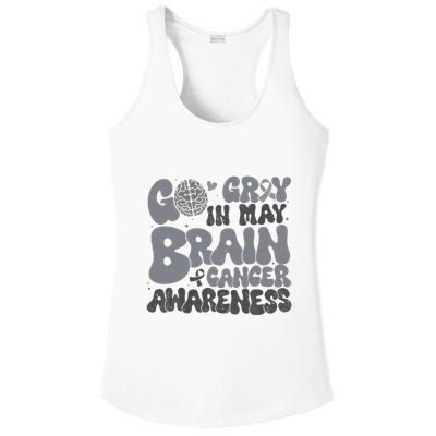 Go Gray In May For Brain Tumor Cancer Awareness Gray Ribbon Ladies PosiCharge Competitor Racerback Tank