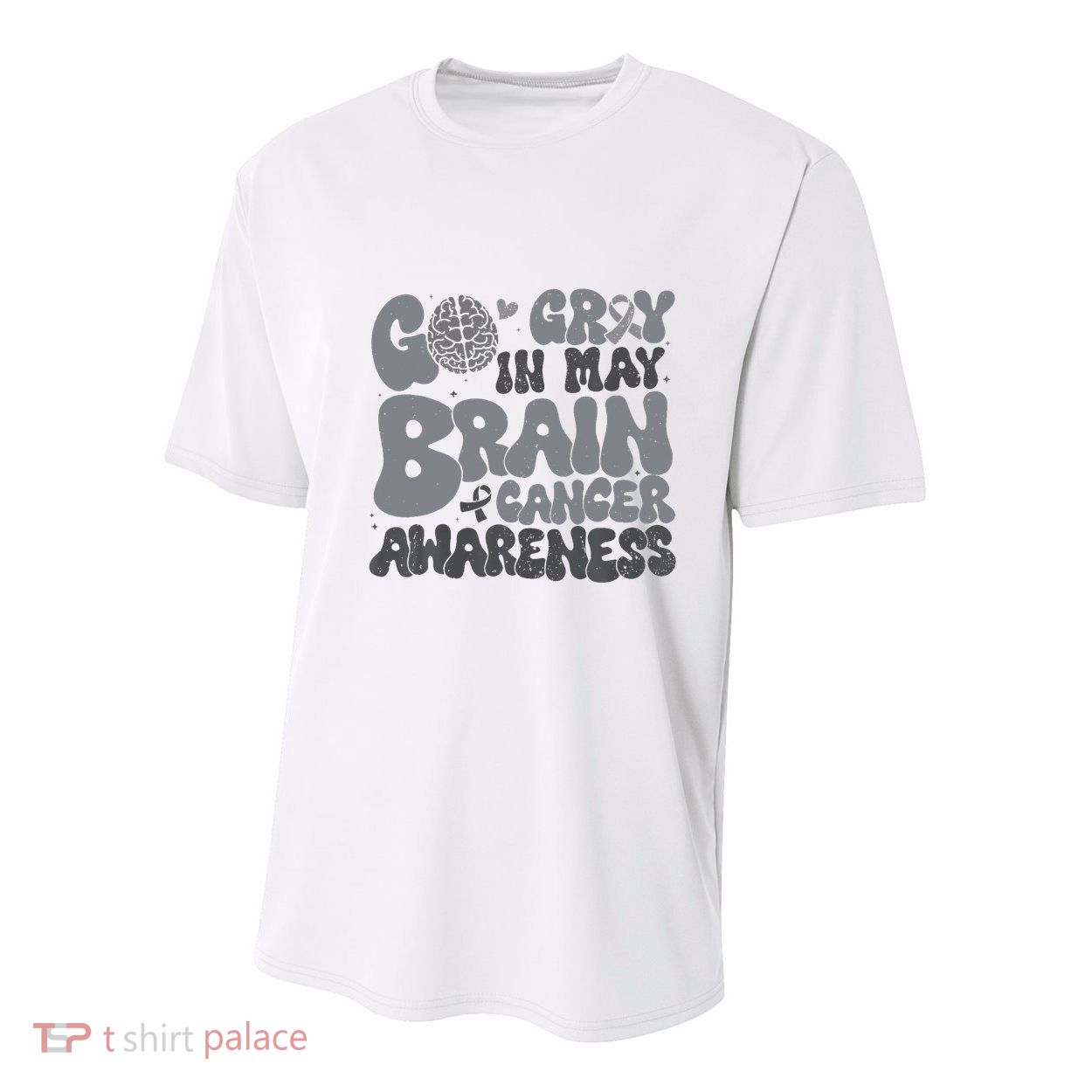 Go Gray In May For Brain Tumor Cancer Awareness Gray Ribbon Youth Performance Sprint T-Shirt