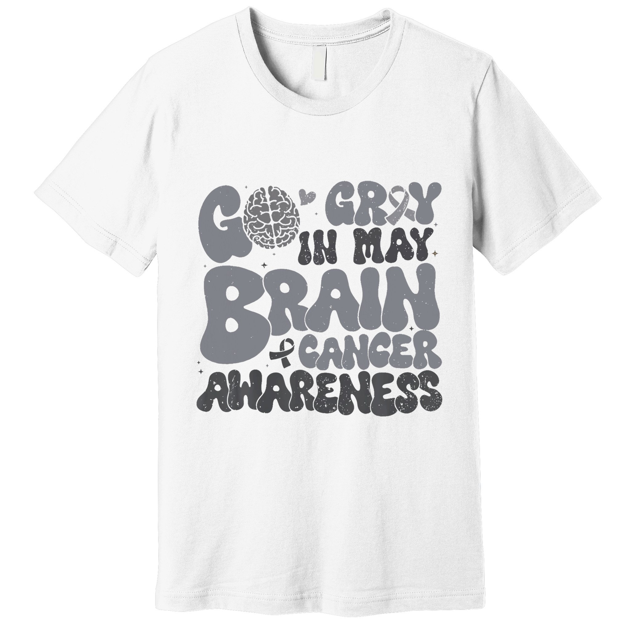 Go Gray In May For Brain Tumor Cancer Awareness Gray Ribbon Premium T-Shirt