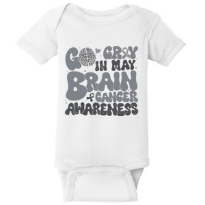 Go Gray In May For Brain Tumor Cancer Awareness Gray Ribbon Baby Bodysuit