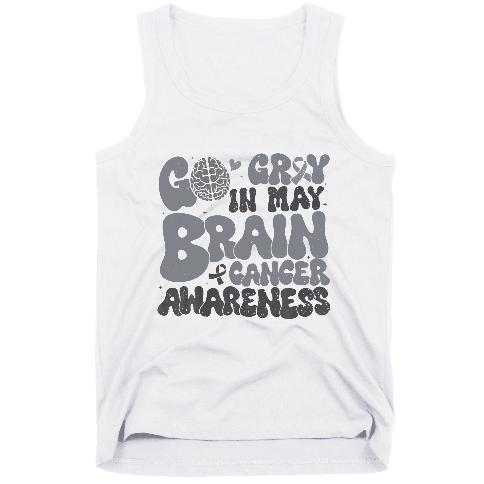 Go Gray In May For Brain Tumor Cancer Awareness Gray Ribbon Tank Top